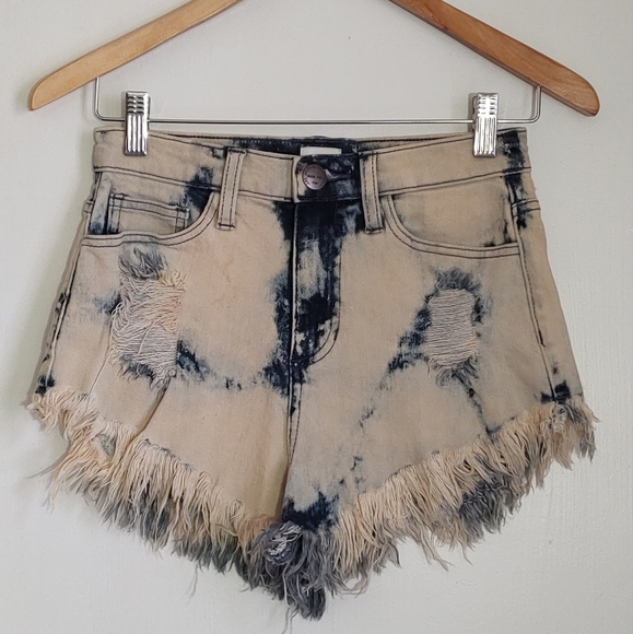 Sneak Peek Distressed High Rise Cut Off Denim Shorts - Picture 1 of 10